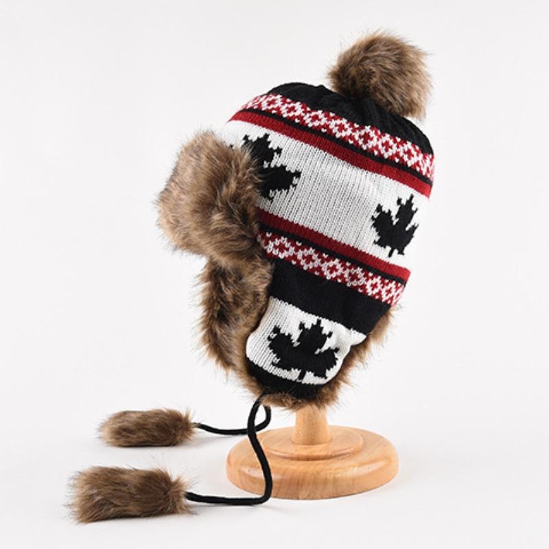 

Шерстяная шапка детская зимняя плюшевая утолщенная теплая велосипедная защита ушей холодная вязаная шапка Lei Feng One Size