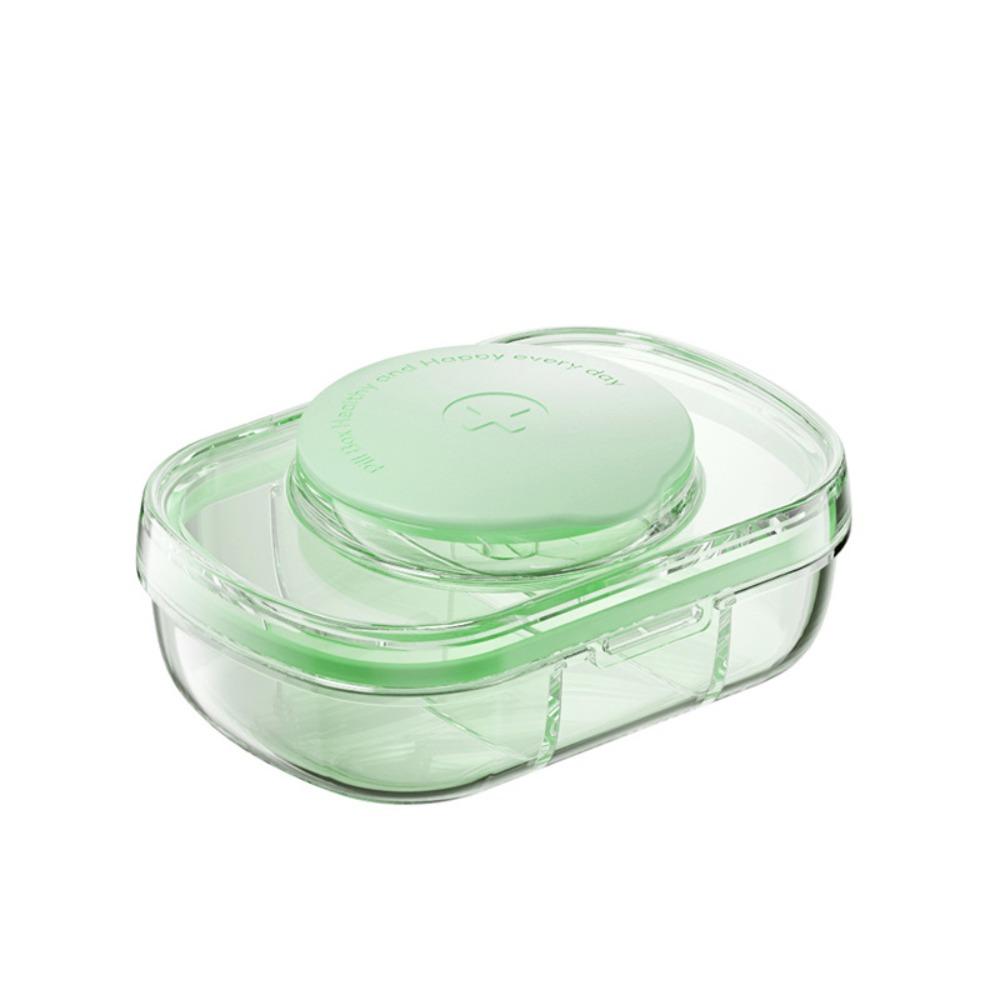 

Portable Sealed Pill Splitter Box Moisture-Proof Large Capacity Tablet Divider Dispenser 3 Compartment Medicine Cutter Organizer зелёный