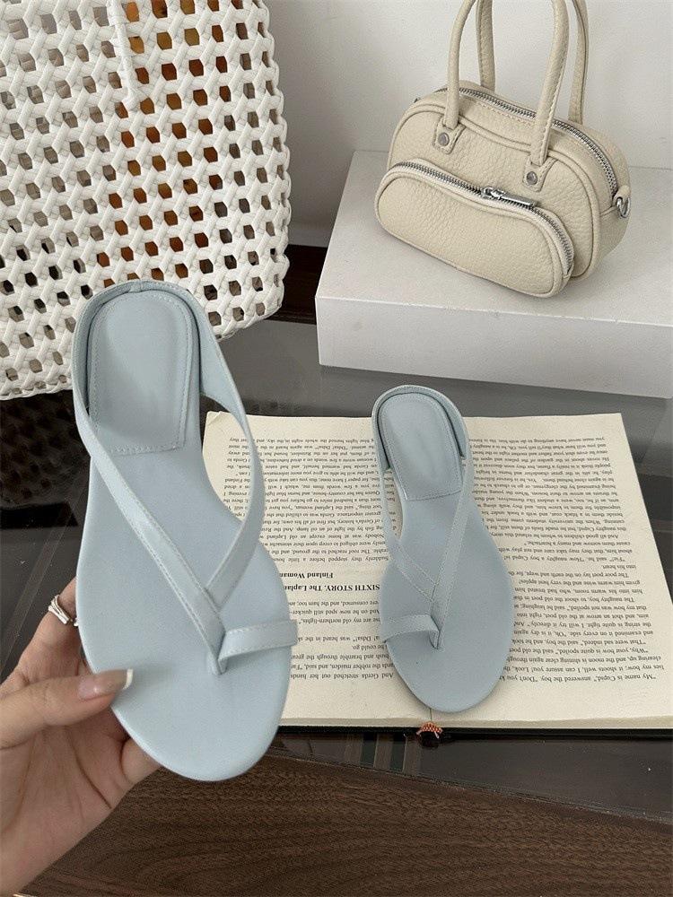 

Шлепанцы на толстом каблуке, простые шлепанцы с перемычкой между пальцами, летняя универсальная модная комбинация 39 светло-синий