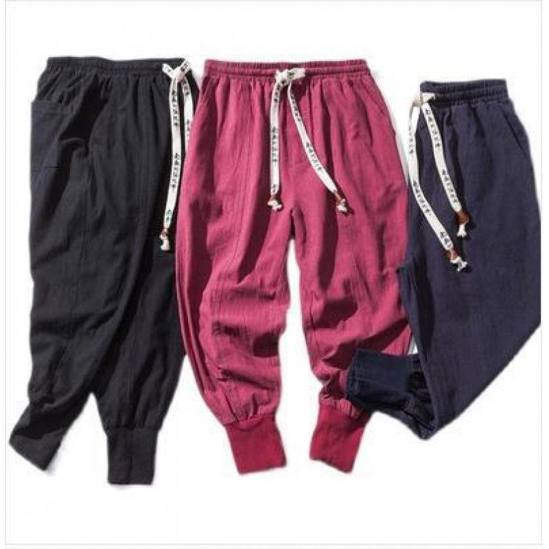 2025 Spring Men's Cotton Linen Harem Pants - Casual, Chinese Style, Plus Size, Loose Fit Joggers