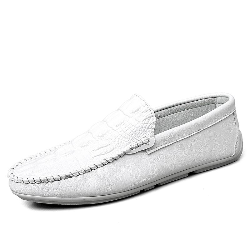 

Мужские лоферы 2025 весна-лето, легкая плоская повседневная обувь, мужские дышащие слипоны из мягкой кожи, мужские туфли для вождения, мужские мокасины 43 белый