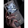 Premium Leather Magnetic Fold Phone Case for Samsung Galaxy Z Flip 7 FE 6 5 4 3 Anti-Drop Fine Metal Ring Bracket Protect Cover