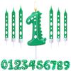 7pcs Dinosaur Birthday Candle,0-9 Green Number Candle for Dinosaur Theme Party Decoration, Number Candle for Cake Top