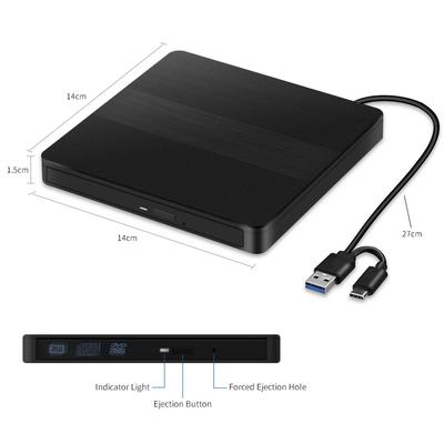 2-in-1 USB 3.0 Typ C CD-Player Externes optisches Laufwerk DVD RW Brenner Laufwerkleser für Laptop Computer Tragbarer DVD-Brenner