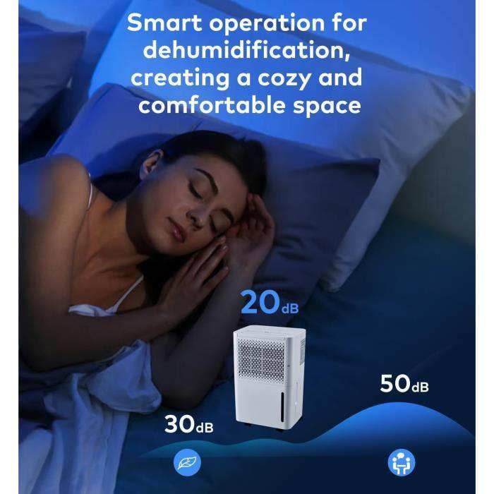 Pasapair Déshumidificateur Portable 12L Pour Des Pièces Jusqu'à 120m³20 M²,3 Modes,Affichage numérique,Capteur d'humidité,Arrêt