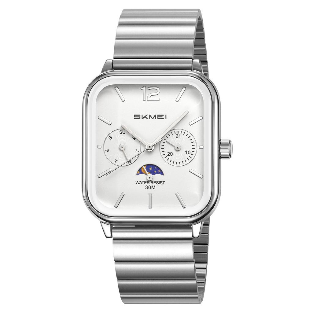Herrenuhr Quadratisches Zifferblatt Multifunktional Drei-Augen Stahlarmband Quarz Uhr Herren Uhrmacher