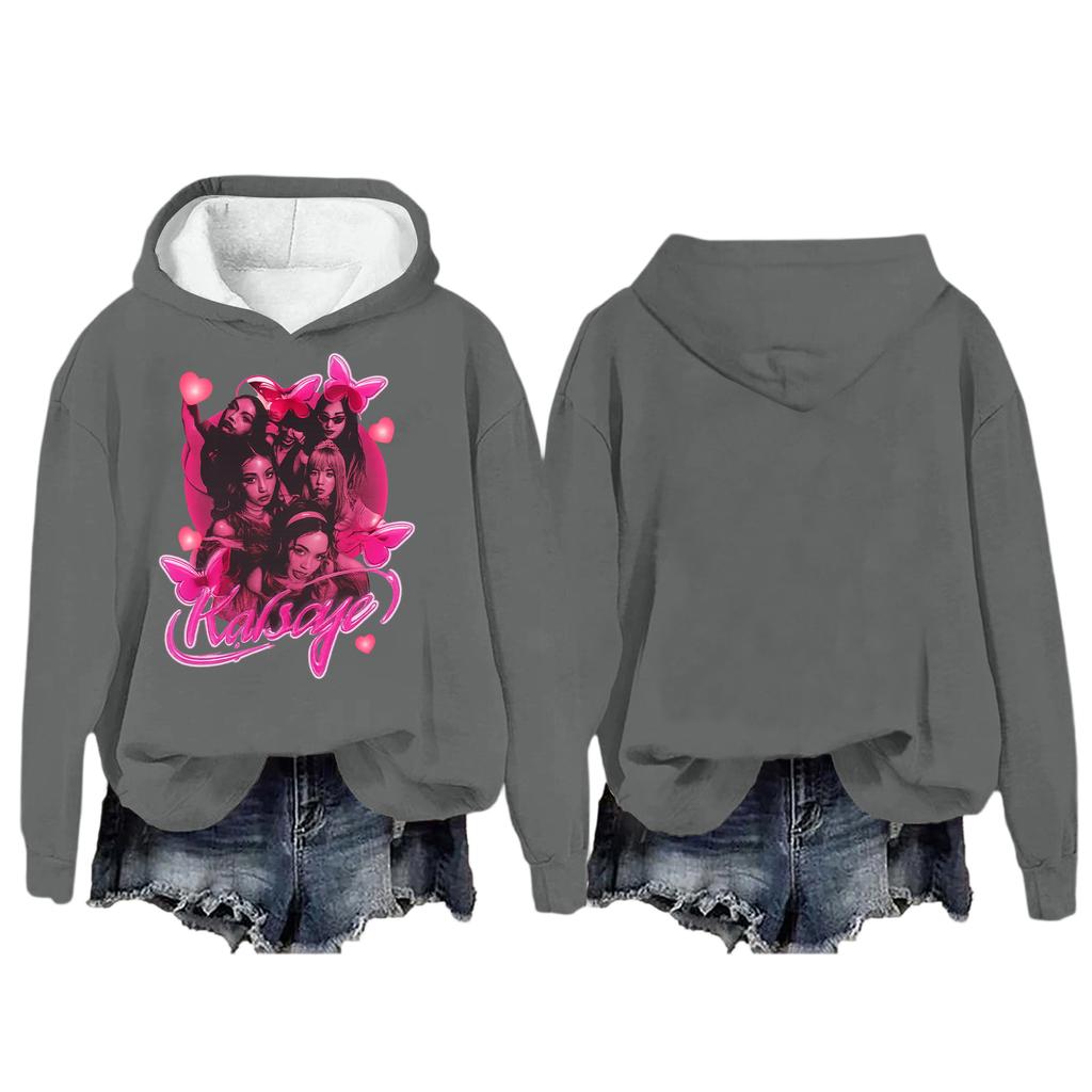 Mote Casual Langermet Løs Trykket Pullover Sport Langermet Hettegenser for Kvinner