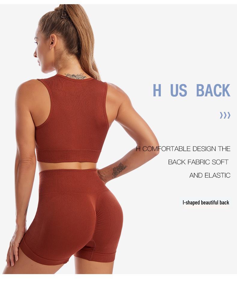 Women's Cross-Border Yoga Suit: Shockproof Sports Bra, Sexy Deep U Vest, and Fitness Running Shorts Set