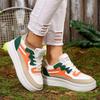 Fashion Sneakers Women's Colorblock Lace-up Breathable Sneakers Woman Campus Sneakers Show Feet Soft Leather Casual Shoes Women