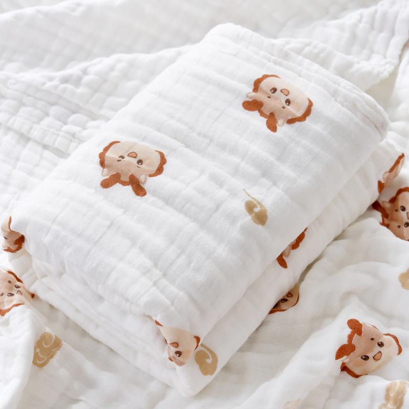 High-Density Six-Layer Pure Cotton Baby Bath Towel and Swaddling Blanket for Newborns and Children