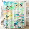 Watercolor Birds Shower Curtain Hummingbird Decor for Bathroom 3D Printed Fabric Waterproof Bath Mat Cover Available In Various