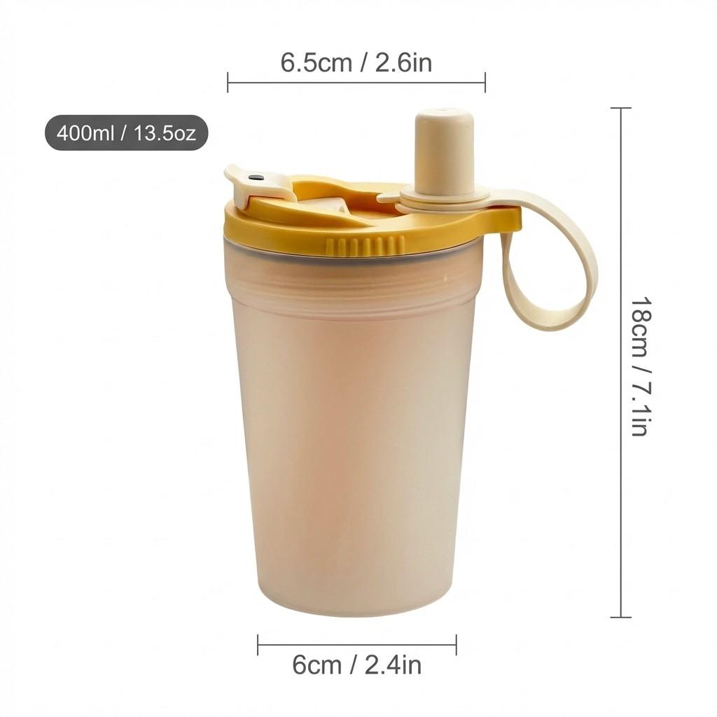 400ML Portable Tumbler Water Cup With Strainer&Straw Heat-resistant Leak-proof Transparent Plastic Drinking Bottle For Students