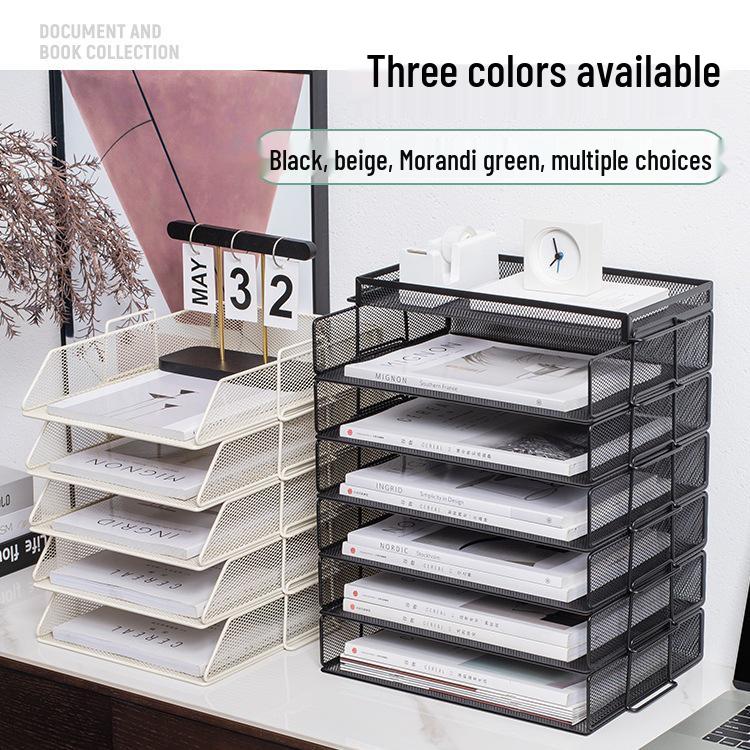 Multilayer A4 Metal Desktop File Organizer and Storage Rack Set for Office Supplies