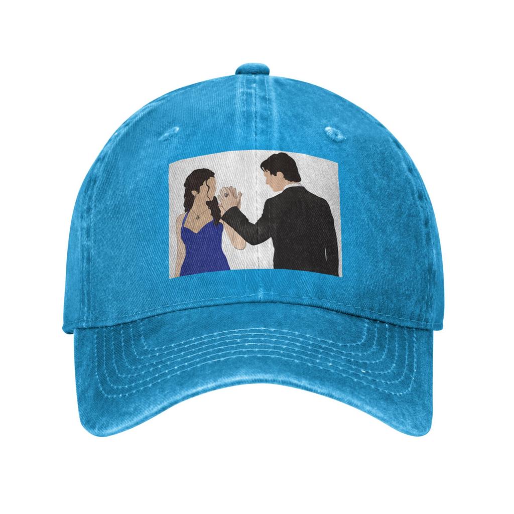 The Vampire Diaries Damon Salvatore And Elena Denim Fabric Cap Casual Baseball Caps Adjustable Hat Summer Unisex Baseball Hats