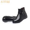 Mother Winter Boots Wedges Large Size Ladies Short Boots Shiny New Natural Wool Warm Female Snow Boots