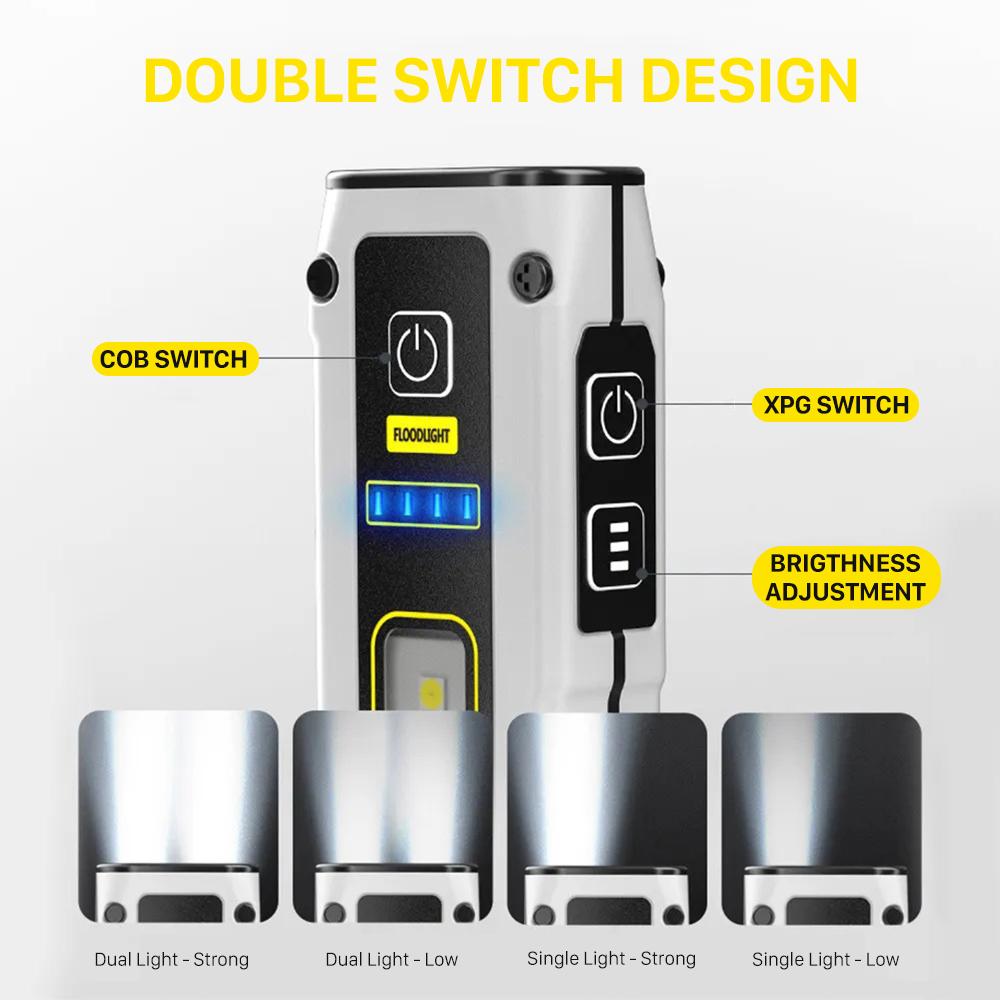 Mini-Taschenlampe LED Wiederaufladbar Tragbar COB Arbeitslicht Leistungsstarke Laterne mit Starkem Magnet Notstrombank Outdoor