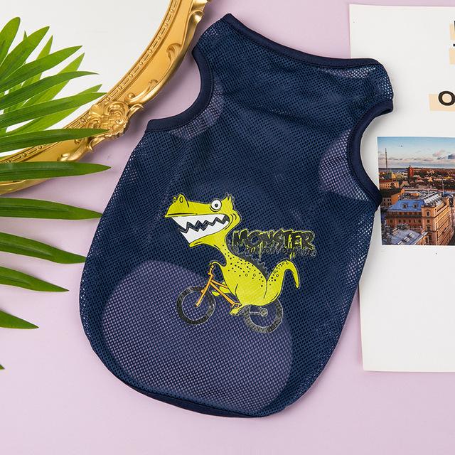 Cute Cartoon Pet Dog ClothesSummer Thin Mesh Dog Cat Vest Cat Teddy Pomeranian Pet Puppy Breathable Cool Clothing Dog Costume