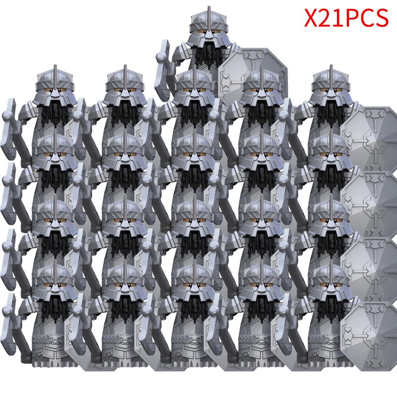 New MOC LOTR Soldier Dwarf Army Figures Armor Guard Warrior Medieval Knights Building Blocks Bricks Toys Gifts