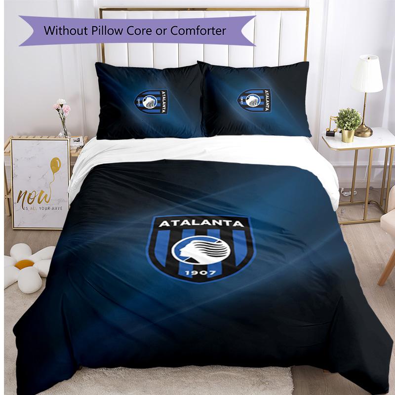 Atalanta FC Printed 3PCS Bedding Set Breathable Duvet Cover with Pillowcases Decorative Bed Linen for Bedroom Home
