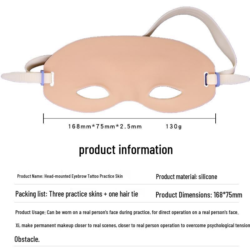 Head-Mounted Eyebrow Tattoo Practice Skin - Silicone Simulation for Beginners