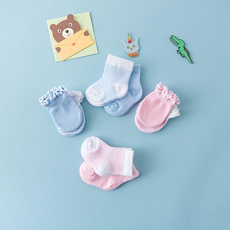 4 Pairs Kids Babyborn Socks Gloves Anti-scratch Breathable Protection Face Mittens Shower Gift
