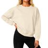 Women's Loose Comfortable Casual And Fashionable Round Neck Threaded Sleeves Solid Color Long Sleeved Sweatshirt