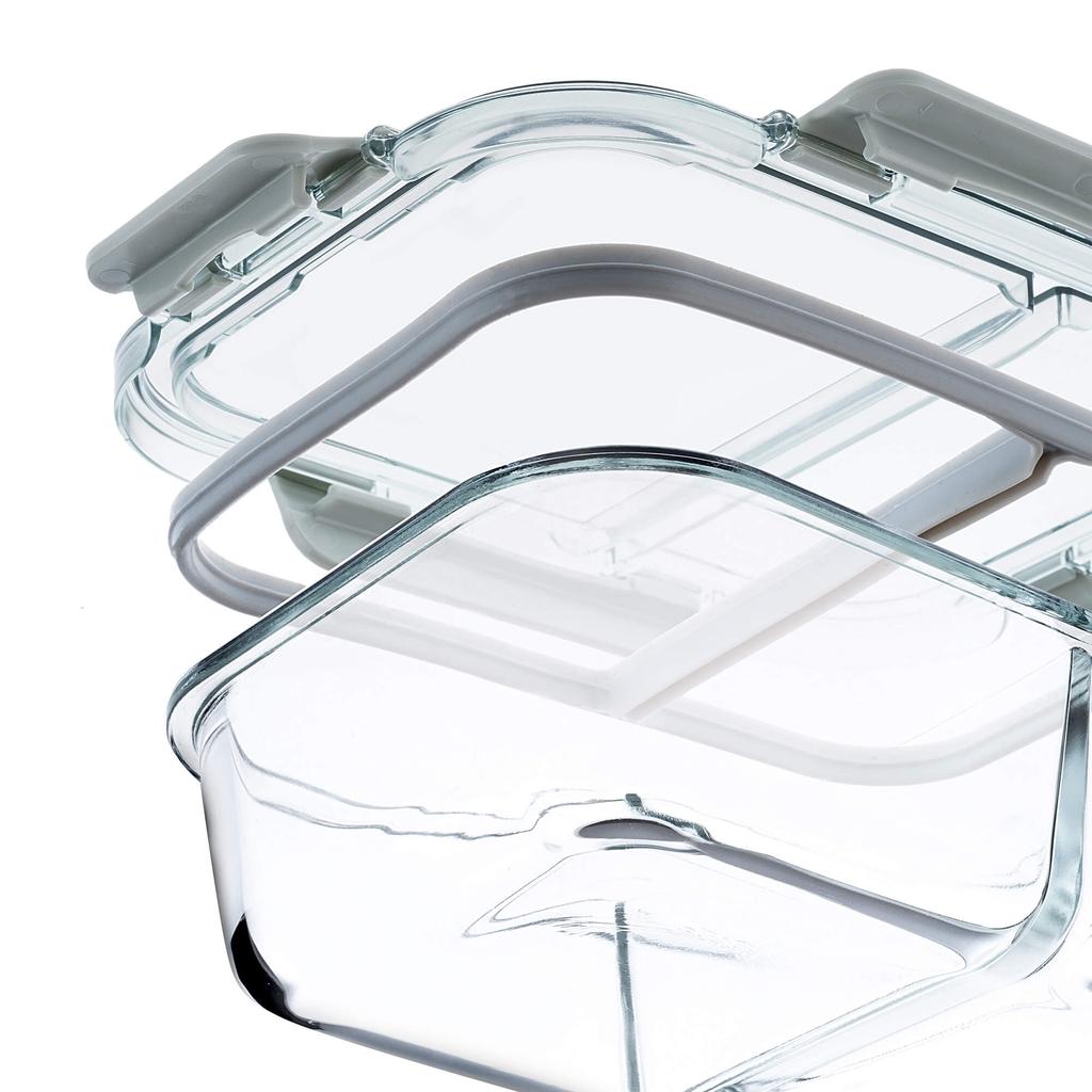 KADAX glass food container with 2 compartments and lid, 1 litre, 4 pieces