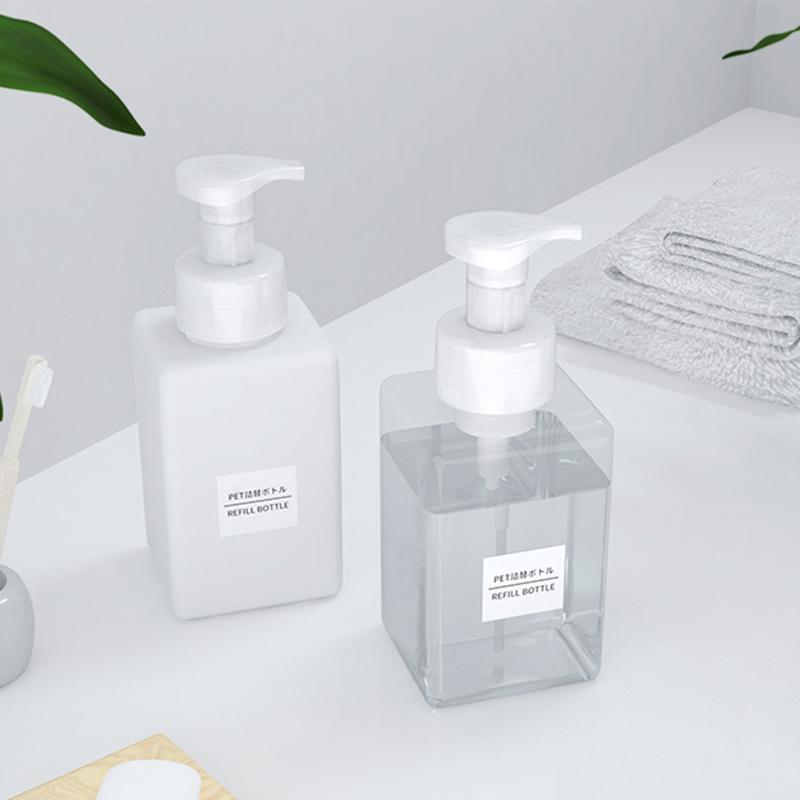 Transparent Modern Square Plastic Refillable Foam Soap Dispenser Pump Bottle