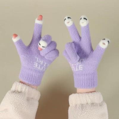 Cute Warm Fuzzy Gloves Women Men Cozy Plush Touch Screen Gloves Winter Funny Finger Gloves for Texting Writing Driving