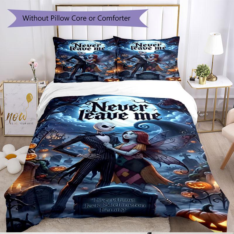 3pcs Duvet Cover Set (1*Duvet Cover + 2*Pillowcase, Without Core), The Nightmare Before Christmas Print Soft All‑Season Bedding Set, Home Bedroom Deco