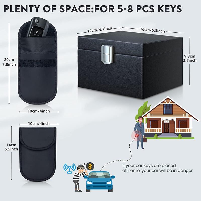 Black RFID Shielded Faraday Box Anti Theft Fob Protector Radiation-proof Mobile Phone Signal Shield Box Wifi