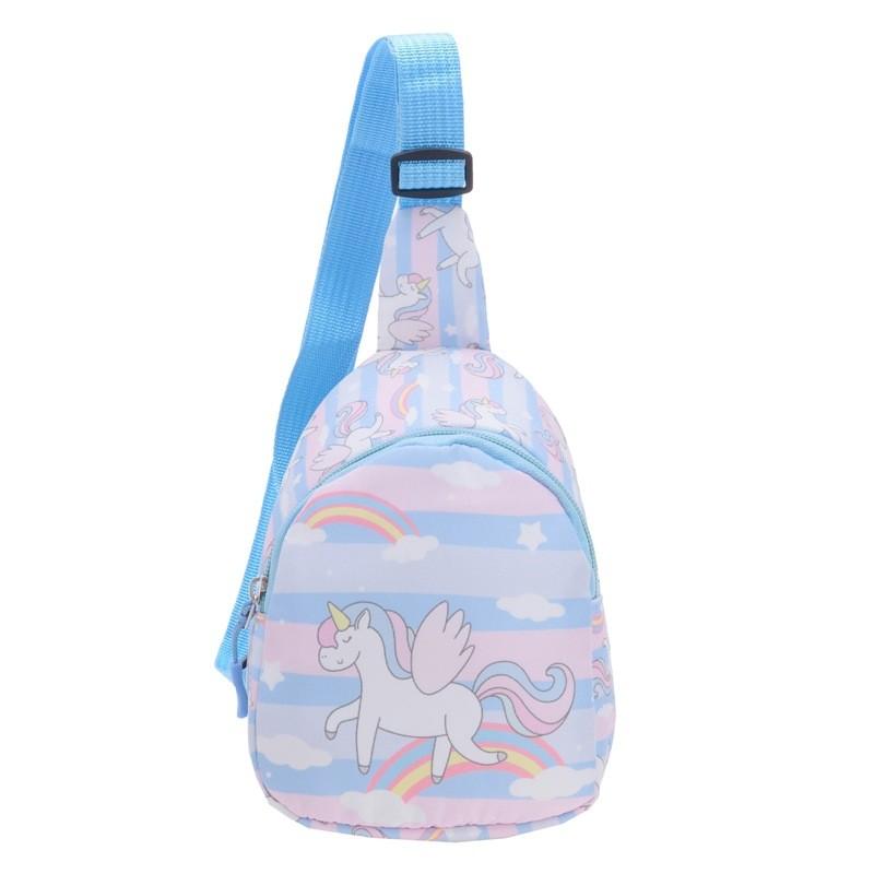 

Cute Unicorn Cartoon Children Crossbody Bag Printed Pattern Lightweight Daily синий