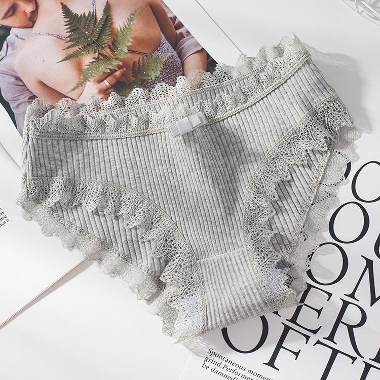 Sexy Lace Briefs Woman Cotton Panties Fashion Solid Color Knickers Underpants Underwear Lingerie 1 Piece
