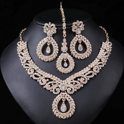 Yapay Elmas Küpeler Choker Kolye Düğün Takı Setleri Gelin Parti Kostüm Elbise Aksesuarları