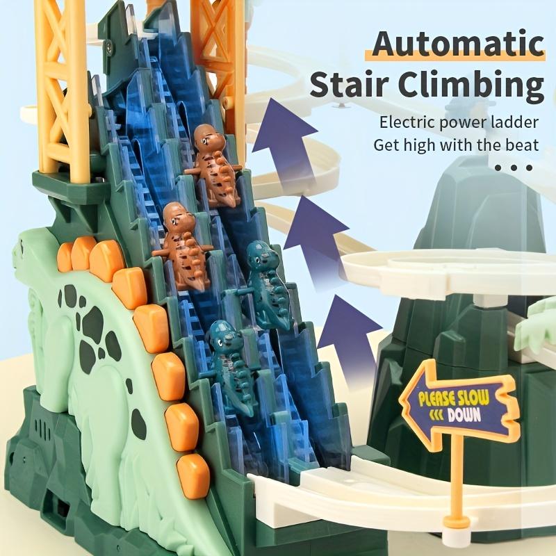 Dinosaur Track Toys Dinosaur Chasing Race Track Game Set Climb Stairs Toy Roller Coaster Toy with LED Flashing Lights Music