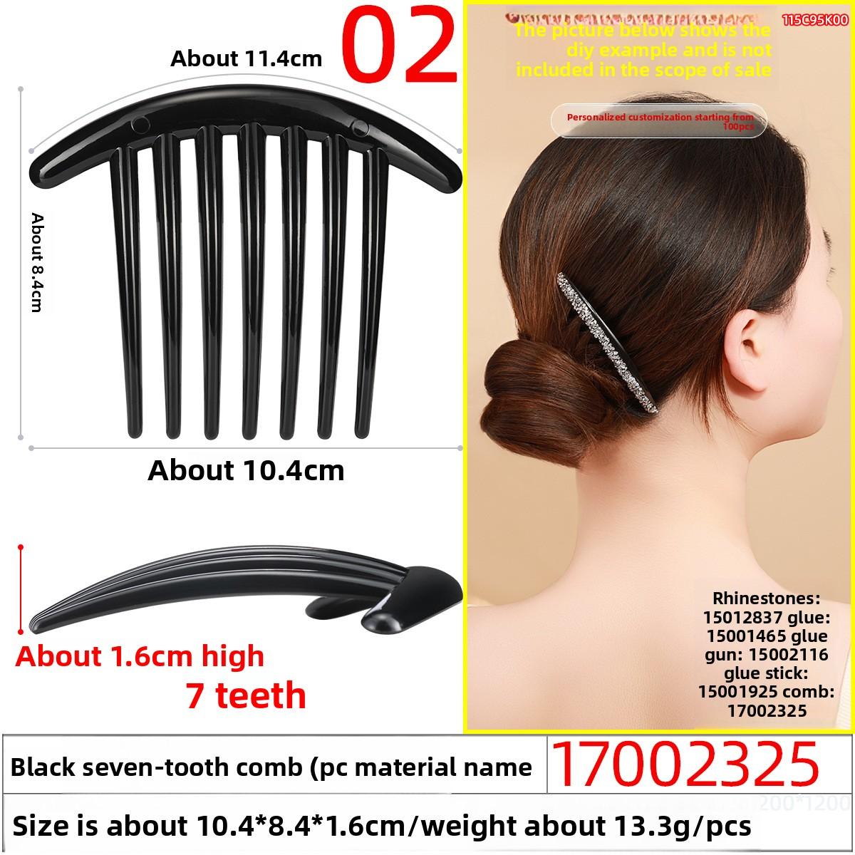 

Five-toothed Insert Comb Bangs Comb Broken Hair Comb Base Plastic Hair Comb Handcrafted Hair Accessory чорний