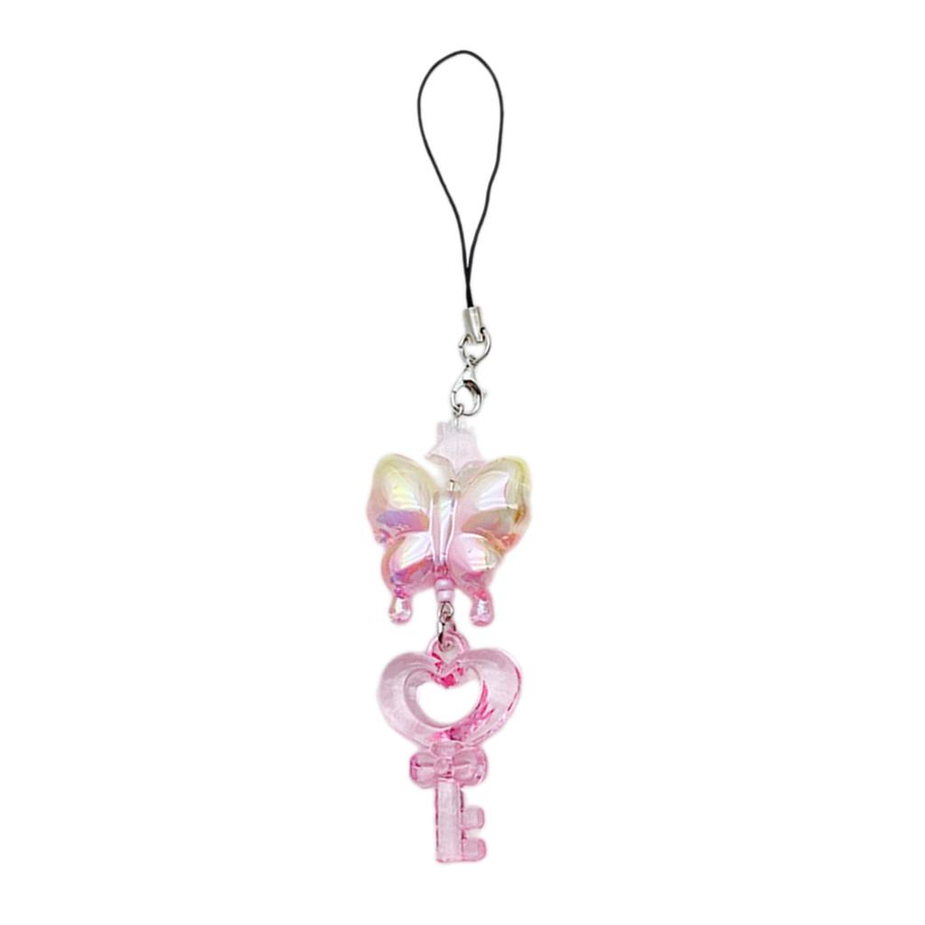 Gradient Butterfly Keychain Pendant Colorful Phone Pendant Cute Heart Charm Phone Chain Bag Accessory for Phone Bag Key