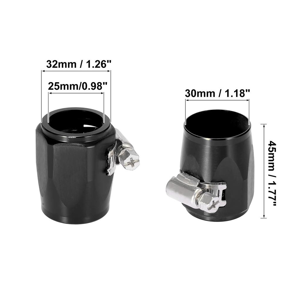 X AUTOHAUX Car Hose Finisher Clamp Car Hose Finisher Hose Connector Rubber with Screw Band Adapter Fittings 2pcs Black AN16