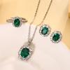 Jewelry Copper Bottom Gold-Plated Simulation Emerald Retro Temperament Three Sets 8 * 10-6 * 8