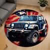 1 Stück Jeep Amerikanische Flagge Runde Stuhlmatte Büro Teppich - Rutschfest, Bodenschutzmatte für Büro, Schlafzimmer, Ideales Wohnkultur Geschenk c0112071