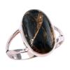 Natural Black Copper Turquoise Gemstone 925 Solid Sterling Silver Ring S.8 v9P60