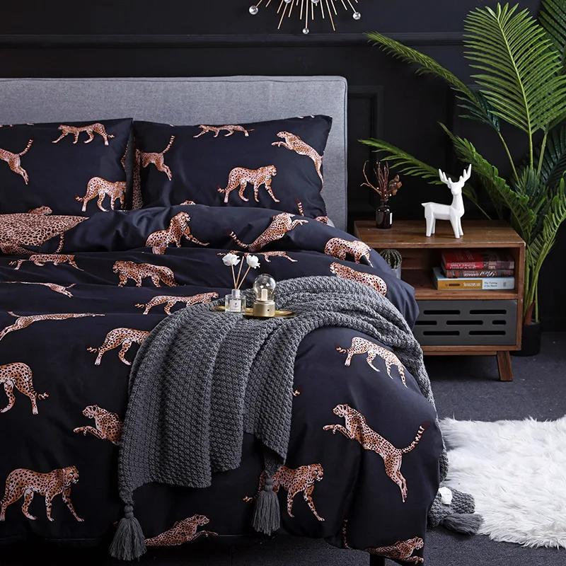 Europe plus America Dark Flower Print Soft Duvet Cover Set Quen King-Sized Dimensionsd Dimensions Beding Set Twin Single Double Bed Linen Sets Home