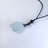 [Sundarwald] White Blue Natural Stone Aquamarine Handmade Necklace Power Stone Black Braided Women's Men's Unprocessed Stone Pendant Adjustable