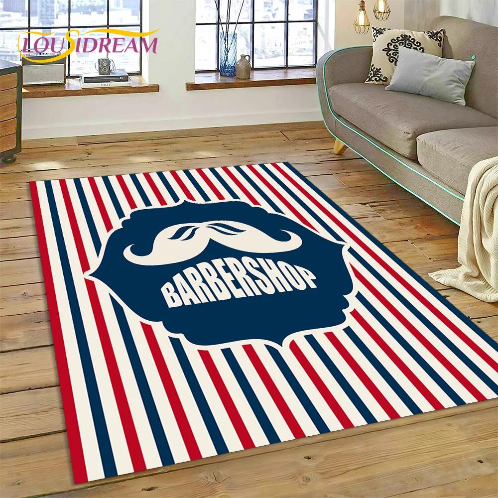 Mode Friseursalon Logo Schädel Vintage Teppich Teppich für Schlafzimmer Wohnzimmer Zuhause Sofa Dekoration, Kinderspiel Große Deko Bodenmatte