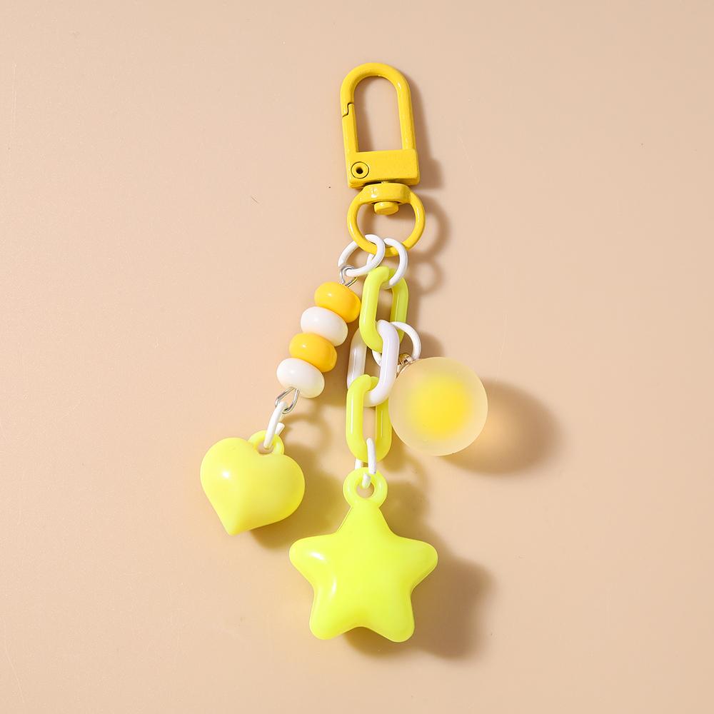 Cute Star Keychain Love Heart Key Ring for Women Girls Handbag Pendant DIY Kid's Jewelry Gift