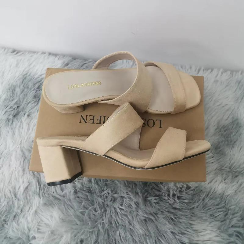 

Summer Women Pumps Fashion Sexy Square Toe Thick Heel Sandals High Heels Shoes Wedding Party Shoes 35