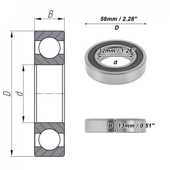 6032DDU Deep Groove Ball Bearings P4 32x58x13mm 1 Pc Scooter Skateboard Wheel