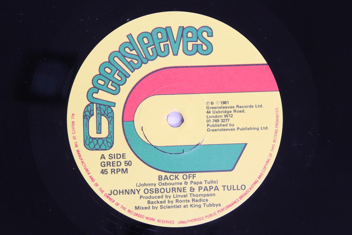 

12inch Record JOHNNY OSBOURNE PAPA TULLO ROOT Back Off Craftsman Dub GRED50 GREENSLEEVES RE 1981 UK Reggae Ska Dub Used