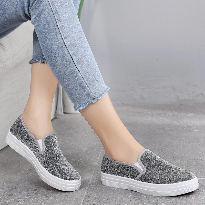 Spring and Autumn new cloth shoes women's old Beijing Korean version one-pedal lazy flat canvas shoes versatile breathable casual shoes