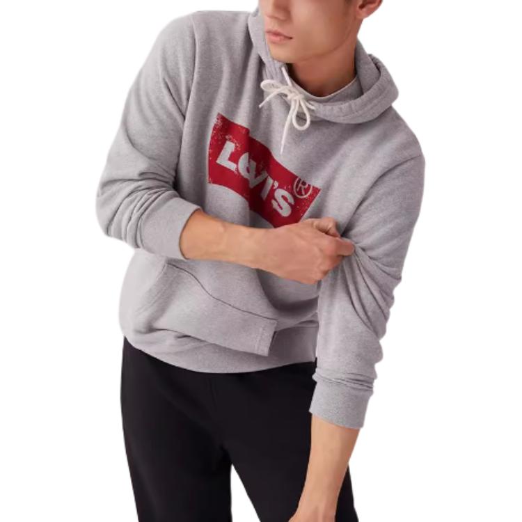 Felpa con cappuccio e coulisse con stampa logo Levis Unisex Grigio 19622-0008